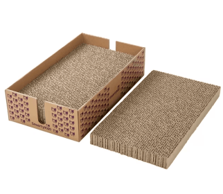 SmartyKat Super Scratcher & Stacker Box, Wide Corrugated Cat Scratcher for Cats & Kittens, Catnip Infusion Technology, Recycled Material, 3-Pack
