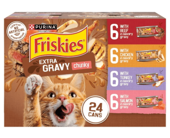 Purina Friskies Extra Chunky Gravy Variety Pack, Wet Cat Food, 5.5 oz Cans, 24 Pack