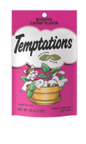 Temptations Classic Blissful Catnip Flavor Crunchy and Soft Dry Treats for Cats, 3 oz Pouch