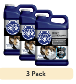 (3 pack) Cat's Pride Max Power Triple Odor Guard Unscented Clumping Cat Litter, 15 lb Jug
