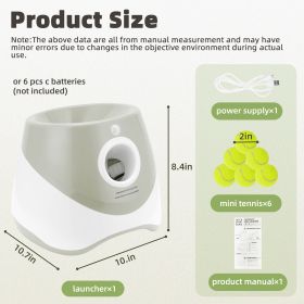 Automatic Dog Ball Launcher, Indoor Outdoor Interactive Dog Toy With Three Launch Ranges, Includes 6 Mini Tennis Balls And A Data Cable (Color: Grey)