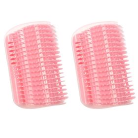 1/2pcs Corner Scrubber Cat Scratcher Massage Brush Scratcher Toy Cat Scratch Board, Wall Corner Cat Brush Pet Groomer Tool Brush Comb Pet Supplie (Quantity: 2pcs, Color: Pink)