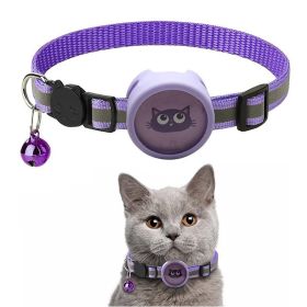 Pet Reflective Collar With Bell For AirTag (Type: Pet Supplies, Color: Purple)