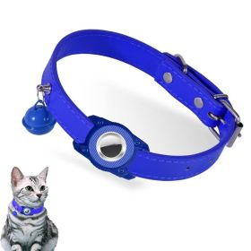 For AirTag Tracker Waterproof Protection Case Pet Leather Collar (Type: Pet Supplies, Color: Blue)