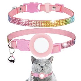 Rhinestone Decor Pet Collar For Airtag Tracker Case (Type: Pet Supplies, Color: Pink)